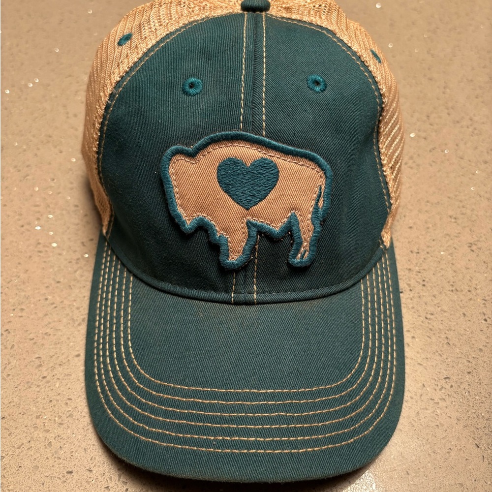 Legacy Teal and Tan Buffalo Heart Cap